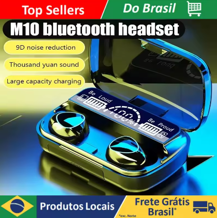 Fones de ouvido Bluetooth M10 com microfone