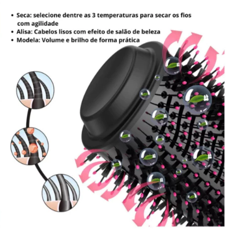 Escova Secadora Alisadora Elétrica Quente Cabelo com 3 em 1 Hair Styler 110v e 220v