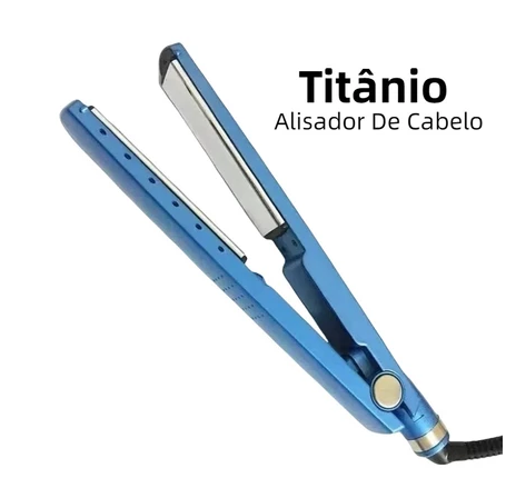 Prancha Chapinha de Cabelo Cerâmica Profissional Nano Titanium 450 Graus Bivolt 110V/220 Volts Azu