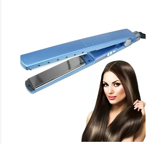 Prancha Chapinha de Cabelo Cerâmica Profissional Nano Titanium 450 Graus Bivolt 110V/220 Volts Azu