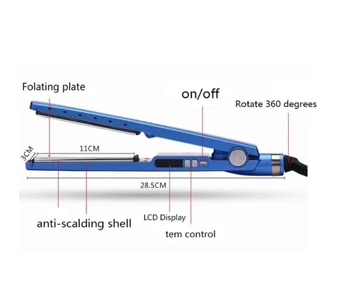 Prancha Chapinha de Cabelo Cerâmica Profissional Nano Titanium 450 Graus Bivolt 110V/220 Volts Azu