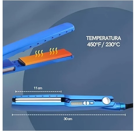 Prancha Chapinha de Cabelo Cerâmica Profissional Nano Titanium 450 Graus Bivolt 110V/220 Volts Azu