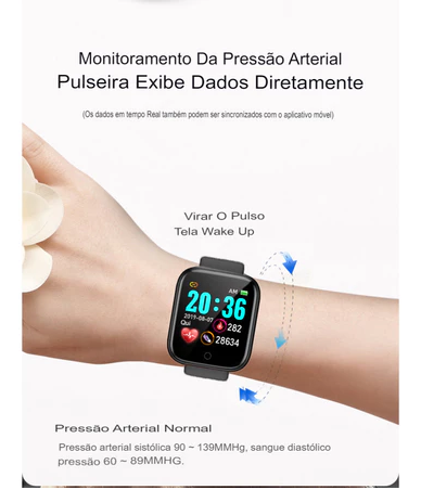 Smartwatch D20 relógio Colocar foto com tela hd y68 bluetooth com lembrete chamada monitor de frequência