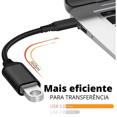 Cabo Adaptador OTG USB para Tipo C Mouse Teclado Pendrive 3.0