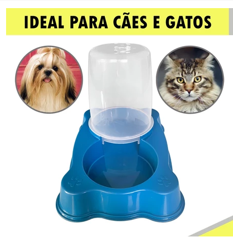 Bebedouro Dupla Função Dispenser Dosador 1 kg Ração/1,5 Litros Água Cães E Gatos