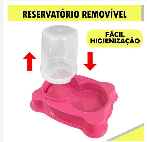 Bebedouro Dupla Função Dispenser Dosador 1 kg Ração/1,5 Litros Água Cães E Gatos