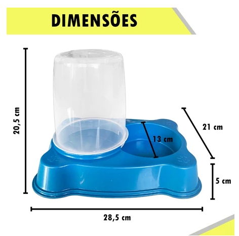 Bebedouro Dupla Função Dispenser Dosador 1 kg Ração/1,5 Litros Água Cães E Gatos