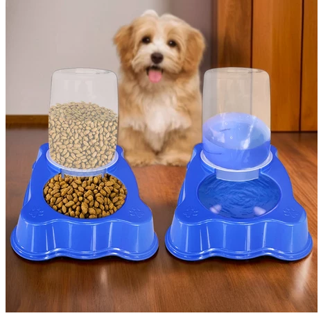 Bebedouro Dupla Função Dispenser Dosador 1 kg Ração/1,5 Litros Água Cães E Gatos